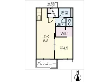 フレグランス池下 C(1LDK/2階)の間取り写真