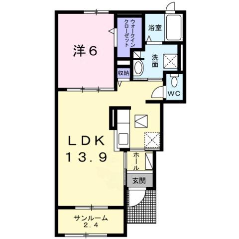 ヴィオラ 堂本(1LDK/1階)の間取り写真