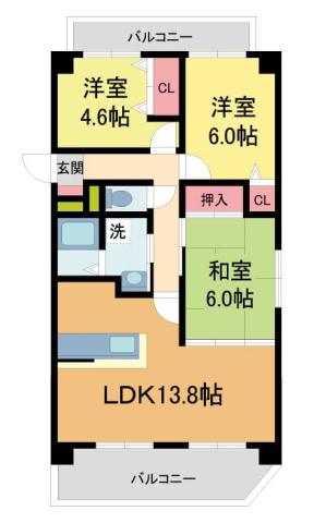 アーバネックス芦屋業平(3LDK/8階)の間取り写真