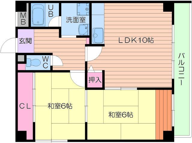 アンボジュール日愛(2LDK/4階)の間取り写真