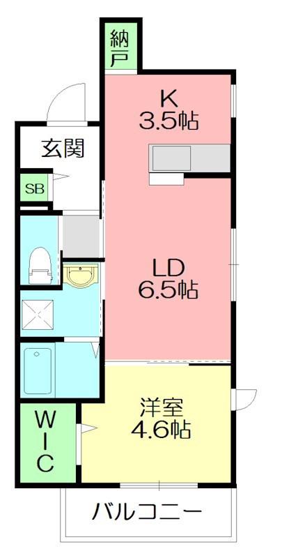 ビエント湘南(1LDK/2階)の間取り写真