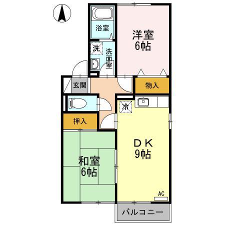 ハルメゾン(2DK/2階)の間取り写真