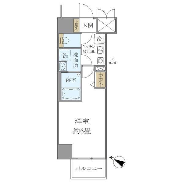シエル白山A館(1K/8階)の間取り写真