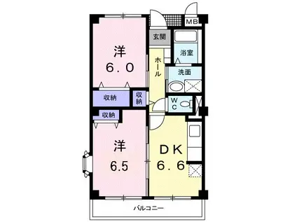 ポポラーレ(2DK/3階)の間取り写真