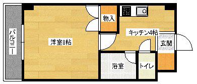 リスティア中筋(1K/2階)の間取り写真