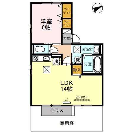 グラースシェリー(1LDK/2階)の間取り写真