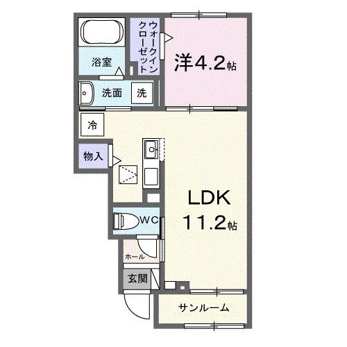 ミモザ・グレイス(1LDK/1階)の間取り写真