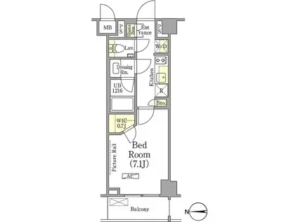 ザ・パークワンズ高輪(1K/2階)の間取り写真