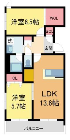 コートヴィニヤード(2LDK/2階)の間取り写真