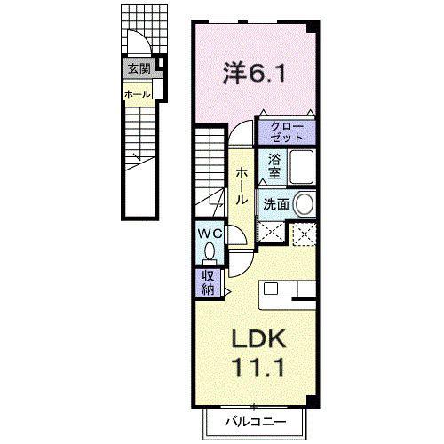 シーズコート(1LDK/2階)の間取り写真