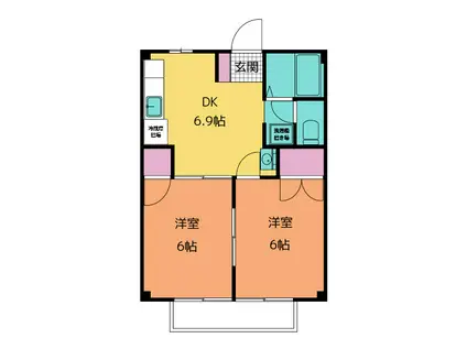 ニューシティチェスナッツ A(2DK/2階)の間取り写真