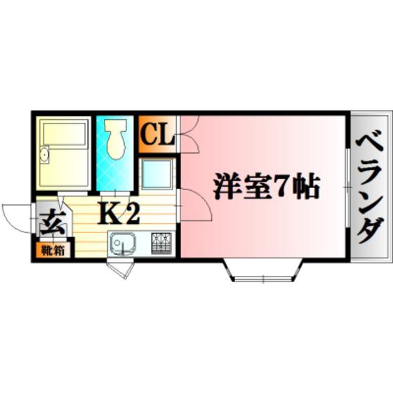 レジデンス上安(1K/1階)の間取り写真