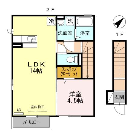 ブランカーサ(1LDK/2階)の間取り写真