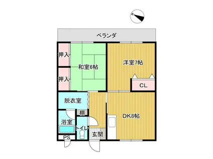 コーポフェリーチェ(2DK/1階)の間取り写真