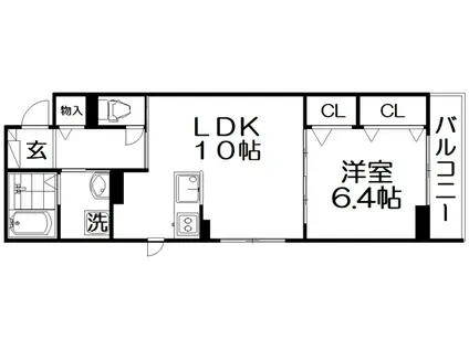 ハイドレンジア くずは(1LDK/2階)の間取り写真