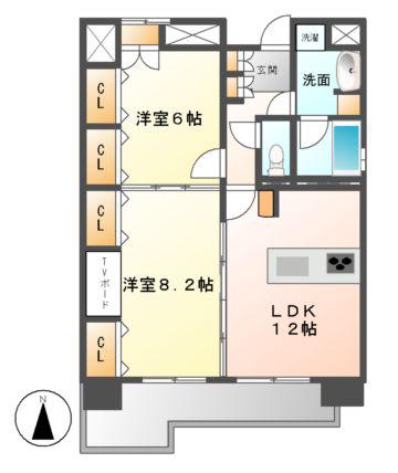 C.P.PURE1608(2LDK/10階)の間取り写真