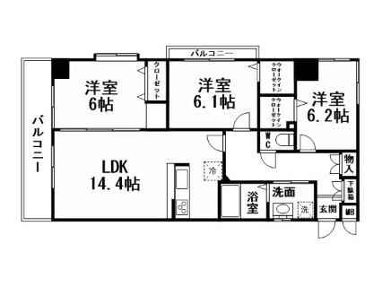 ファミール守恒(3LDK/5階)の間取り写真