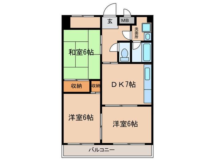 ゼフィール大清水(3DK/1階)の間取り写真