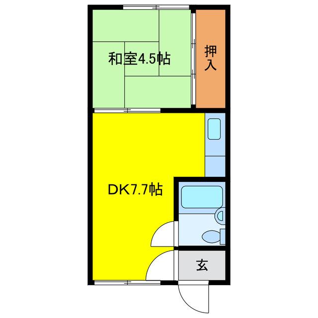 エメラルドハイツ(1DK/1階)の間取り写真