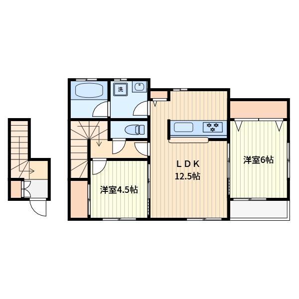 栗原4丁目貸室(2LDK/2階)の間取り写真