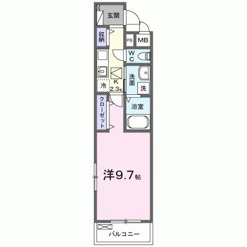 ウィンロードII(1K/1階)の間取り写真