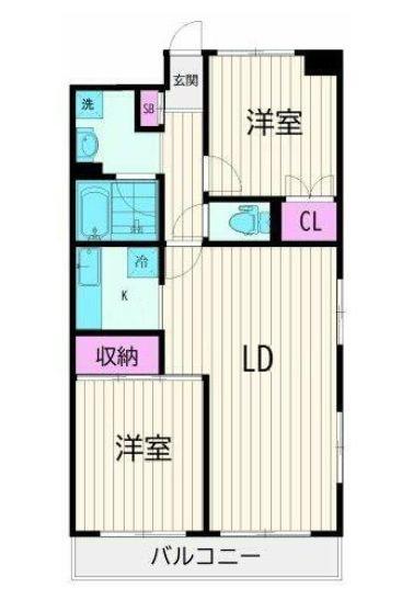 御殿山ハイツ(2LDK/4階)の間取り写真