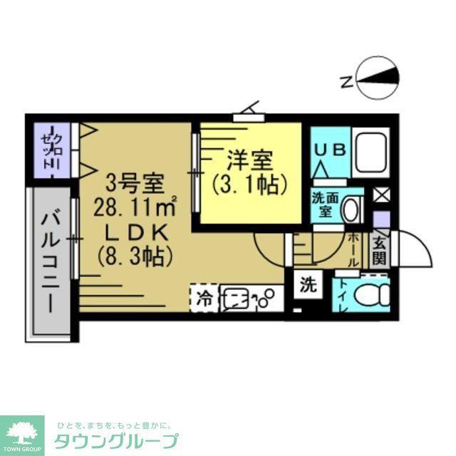 ピース八潮II(1LDK/3階)の間取り写真