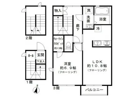 メゾン・ド・ベージュ・エ・グリーズ(1LDK/1階)の間取り写真