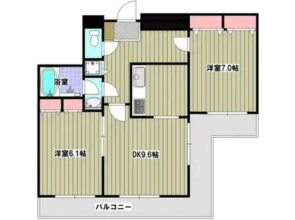 マートルコート調布第3(2DK/6階)の間取り写真