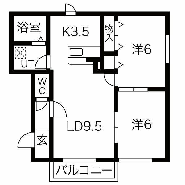 グランメール希望パルク(2LDK/2階)の間取り写真