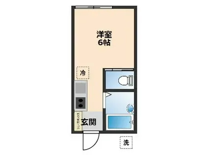 プランドール・クレスト(ワンルーム/1階)の間取り写真