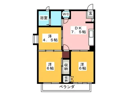 フロリード青木(3DK/1階)の間取り写真
