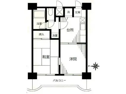 リズ生田(2K/1階)の間取り写真