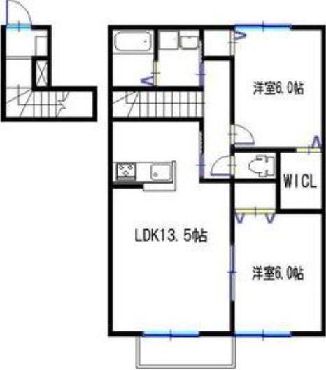 フレッツァ神戸山田(2LDK/2階)の間取り写真