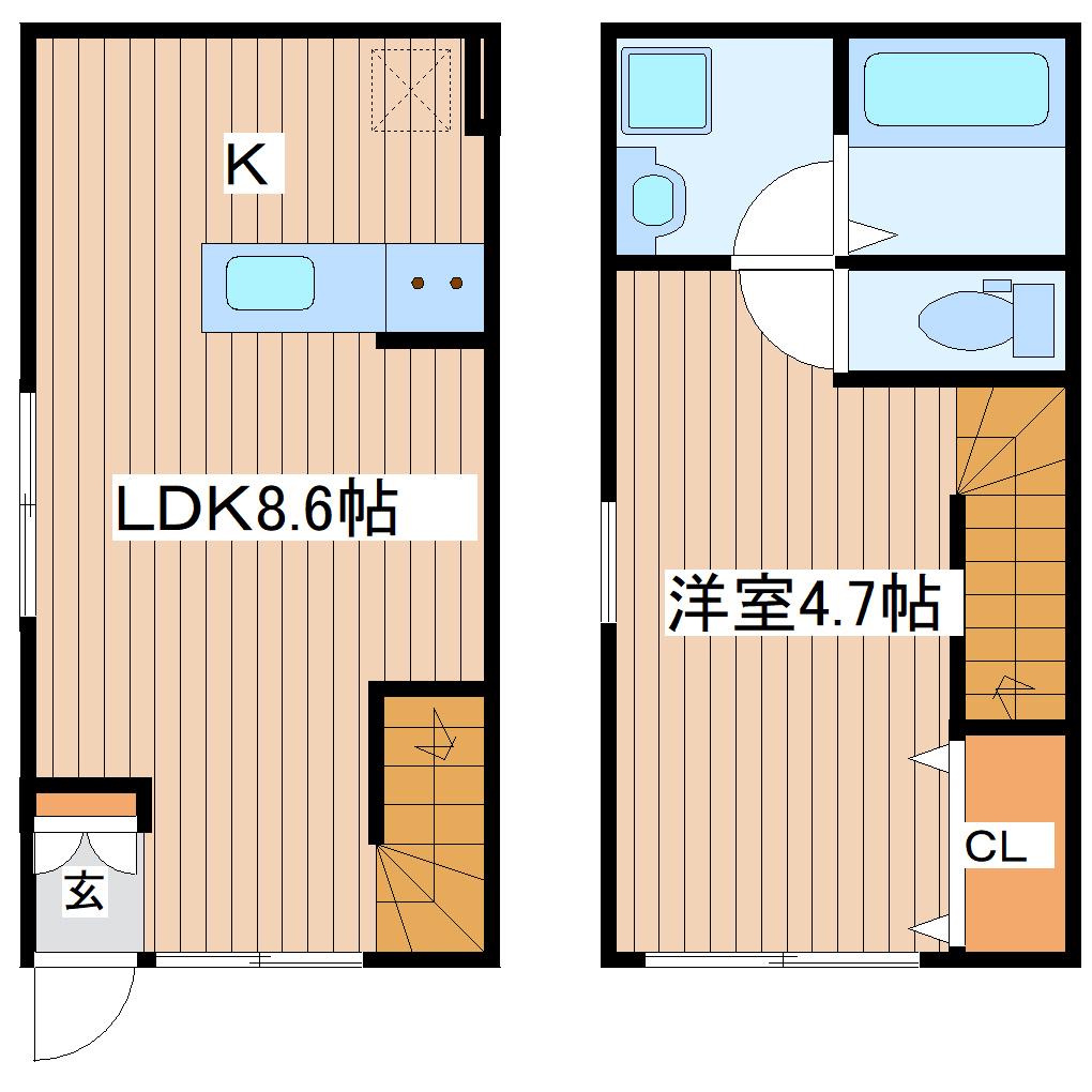 アスフォート(1LDK/1階)の間取り写真
