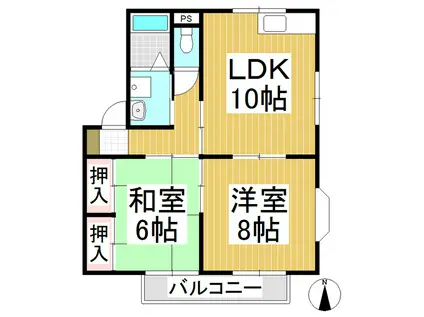 コーポアイリス(2LDK/2階)の間取り写真
