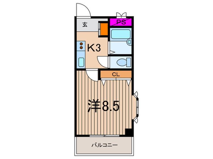 エスポワール梶ヶ谷(1K/2階)の間取り写真