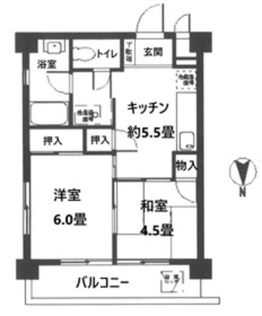 四谷スカイコーポ(2DK/2階)の間取り写真