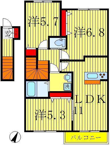 ラコルタA(3LDK/2階)の間取り写真