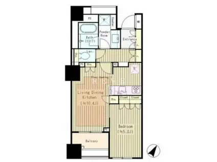 パークホームズ日本橋浜町二丁目リビオガーデン(1LDK/8階)の間取り写真