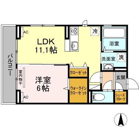 ＪＲ徳島線 鮎喰駅 徒歩7分 3階建 築6年(1LDK/2階)の間取り写真
