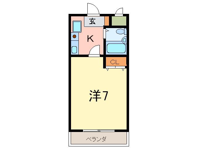 甲南フラット(1K/1階)の間取り写真