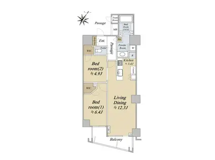 大崎ウエストシティタワーズ(2LDK/1階)の間取り写真