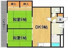 第一HIROハイツ(2LDK/2階)の間取り写真