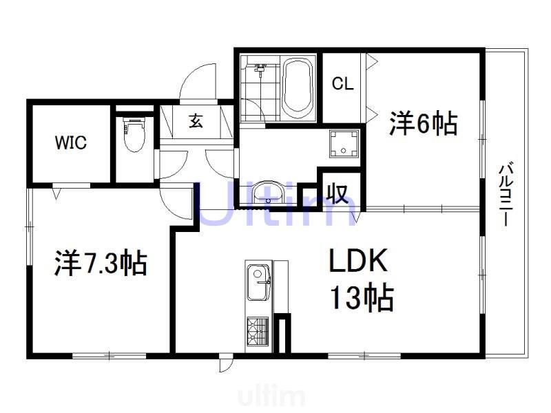 DANRANII(2LDK/1階)の間取り写真