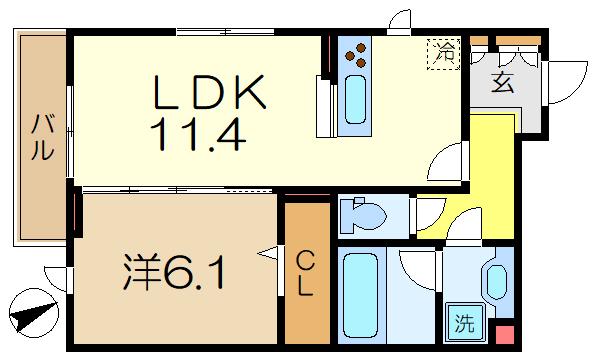 グランガーデン弘明寺(1LDK/2階)の間取り写真