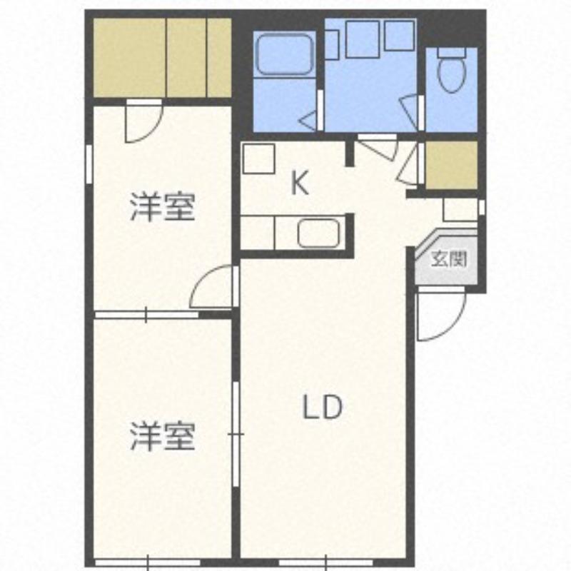 ディアス発寒中央C(2LDK/2階)の間取り写真