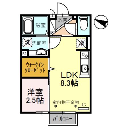 ヴィ・ラフィネ(1LDK/2階)の間取り写真