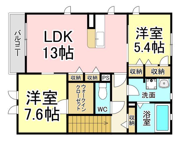 ロアーブル壱番館(2LDK/2階)の間取り写真