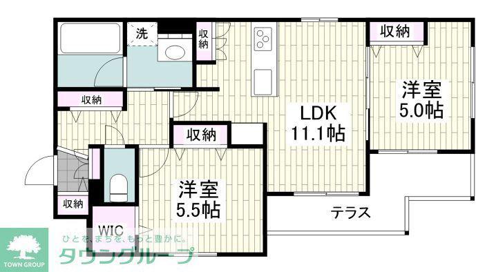 CITRUS RESIDENS 西棟(2LDK/1階)の間取り写真